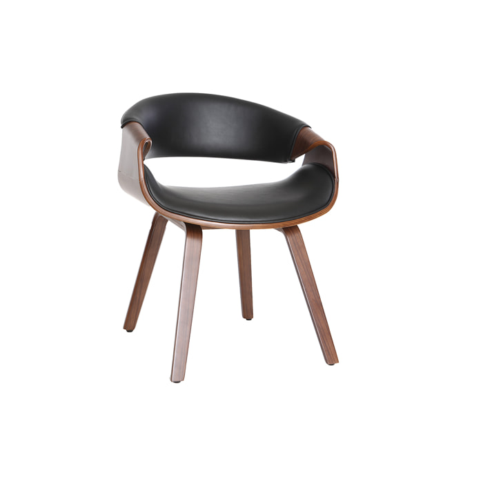 Fauteuil design noir et bois foncé noyer ARAMIS