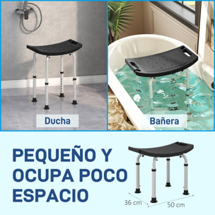 Taburete de Ducha Silla Ducha Personas Mayores con Altura Regulable Taburete Baño de Aluminio Antideslizante Carga 135 kg para Ancianos y Discapacitados Negro