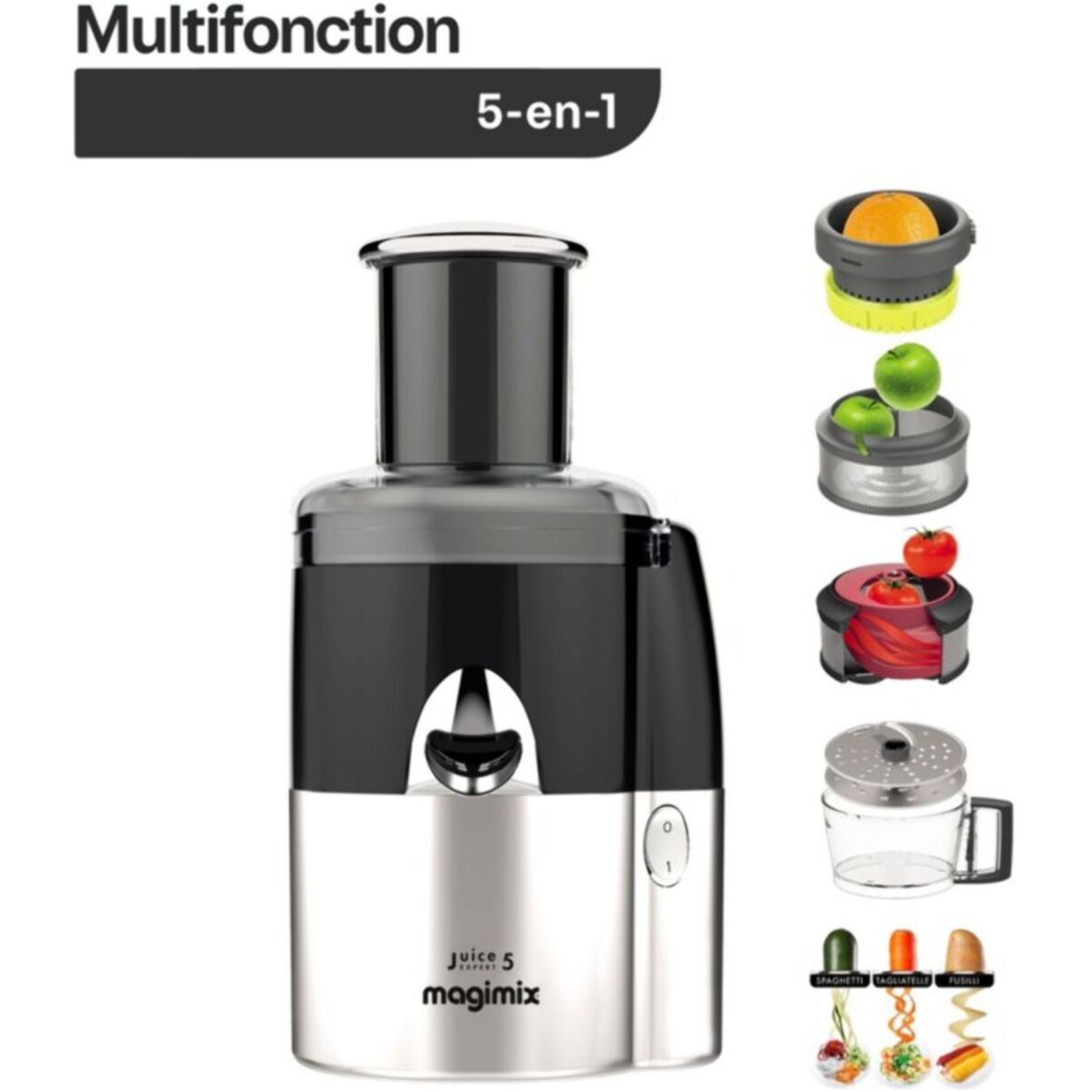 Extracteur de jus MAGIMIX 18093F Juice Expert 5 Chrome et Noir