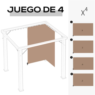 4 Paredes Laterales para Cenador 3x2 m Laterales de Carpa con Ganchos Cortinas sin Ventanas Reemplazo Lateral para Carpa de Jardín Exterior Fiesta Marrón