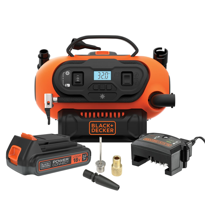 Gonfleur-Compresseur filaire ou sans fil 11 BARS/ 160 PSI (sans batterie) BLACK+DECKER BDCINF18N-QS