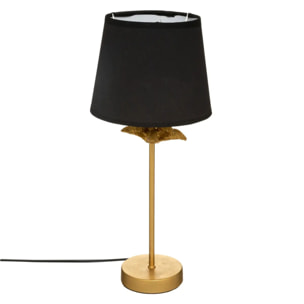 Lampe à poser "Palmier" - noir & doré - métal H45 - 5 cm