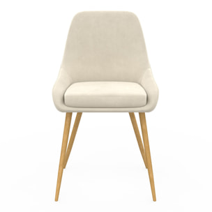 Chaises Olivia en velours crème et pieds bois - lot de 4
