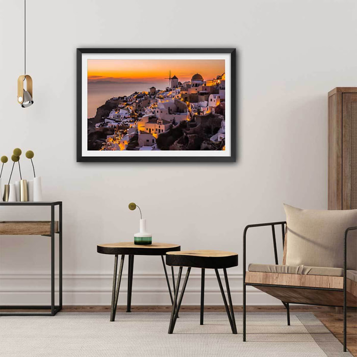 Poster paysage santorini by night Affiche sous cadre noir