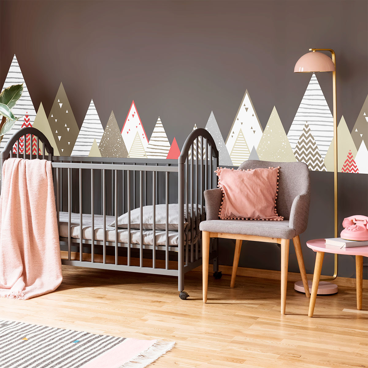 Stickers muraux enfants - Décoration chambre bébé - Autocollant Sticker mural géant enfant montagnes scandinaves ERVIKA