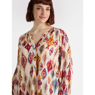Fiorella Rubino - Blusa con estampado ikat - Beige