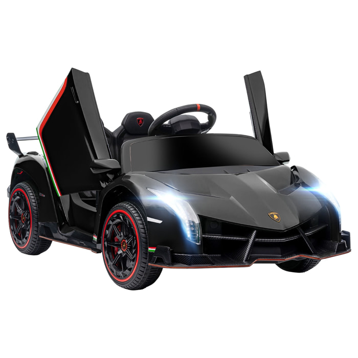 Voiture électrique enfant licence Lamborghini Veneno V. max. 7 Km/h télécommande ouverture portes MP3 USB effets sonores lumineux noir