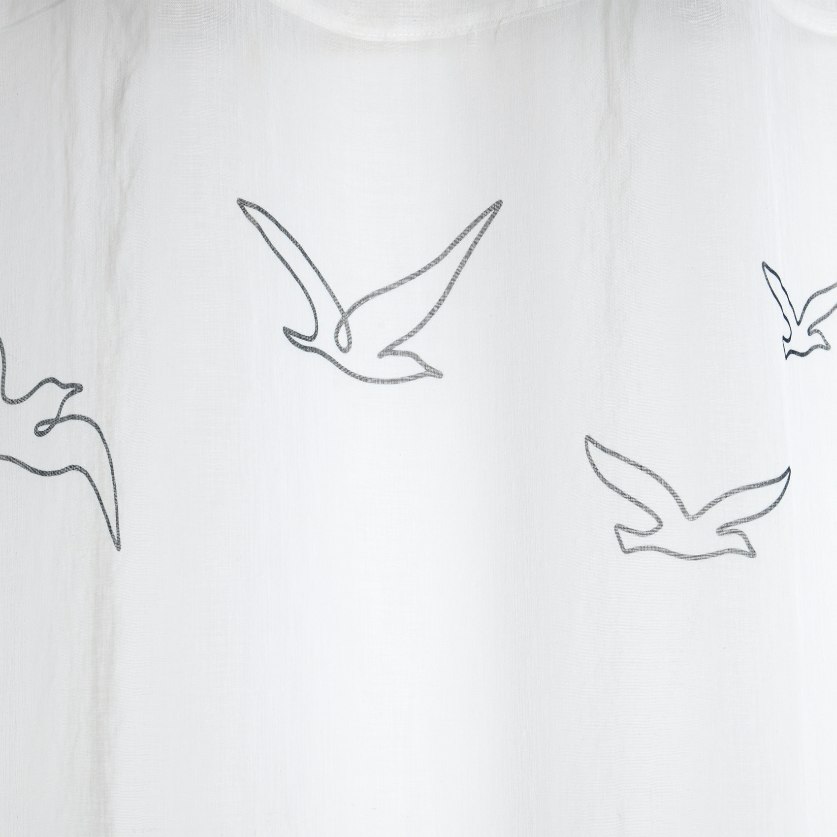 Voilage tamisant à œillets motif oiseaux - Blanc