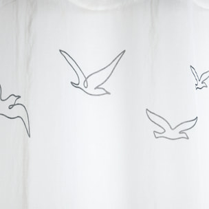Voilage tamisant à œillets motif oiseaux - Blanc