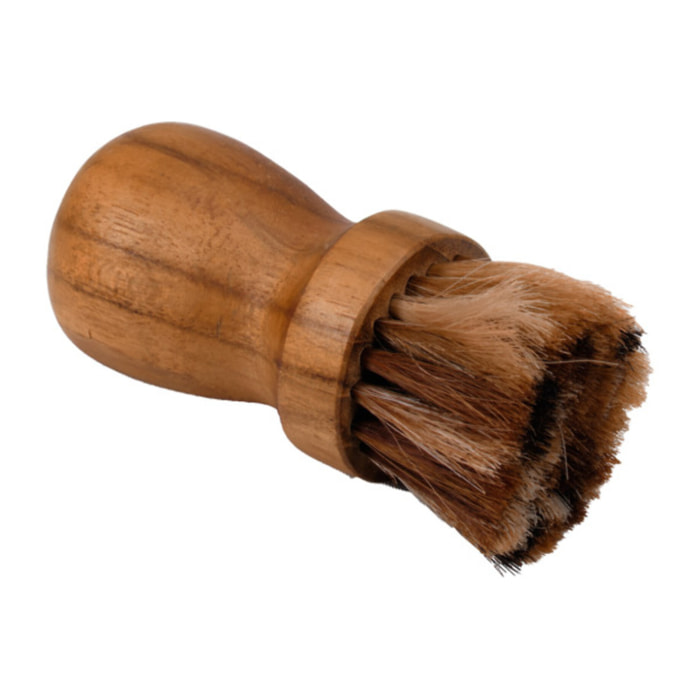 Brosse à champignons ronde à crin de vache et bois de teck - FADI