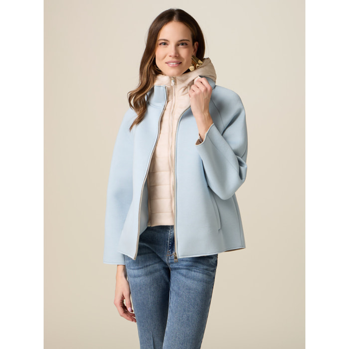Oltre - Abrigo corto en scuba con partes acolchadas - Light - blue