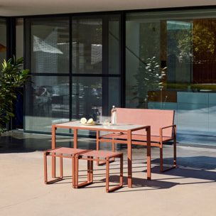 Table de jardin encastrable acier et textilène + 4 assises TAVENA