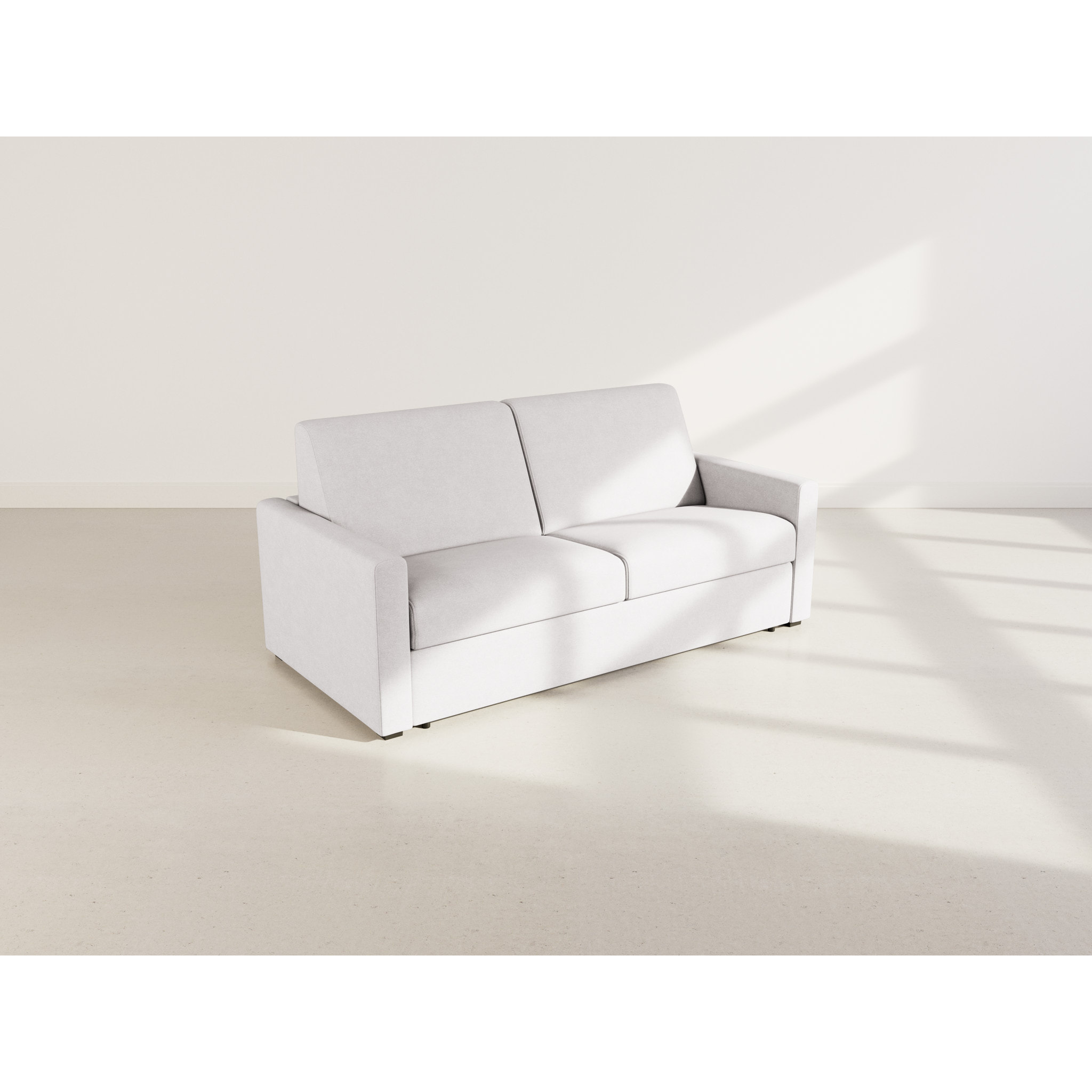 Julia - canapé lit 3 places convertible express couchage quotidien 140 cm matelas 18 cm en tissu - Gris clair