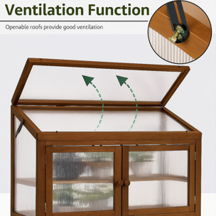 Kinto - Mini Serra 90x70x37 cm per Interno ed Esterno Porta Piante in Legno di Abete e Policarbonato