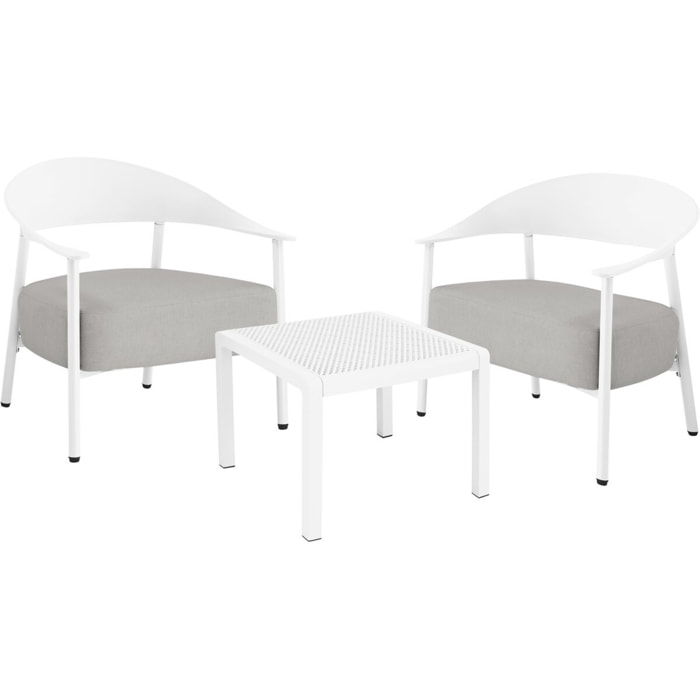 Salon de jardin en métal et plastique "Céora" - 2 places - Blanc