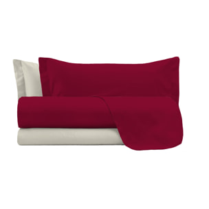 COMPLETO LETTO NATURAL COLOUR MADE IN ITALY COTONE-BORDEAUX/PANNA MATRIMONIALE