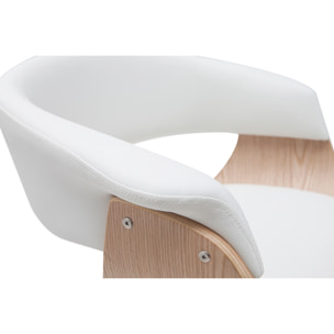 Tabouret de bar design réglable blanc et bois clair OKTAV