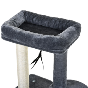 Árbol Rascador para Gatos de Felpa y Sisal 48x35x100cm Gris