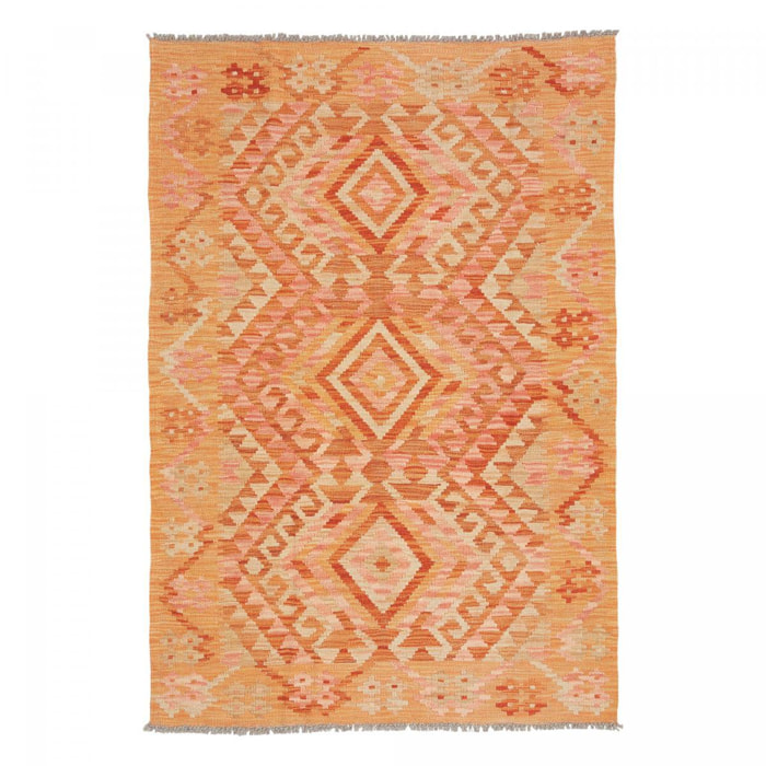 Tapis kilim, motif géométrique, tissé plat en laine, UZEDAVI