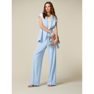 Oltre - Pantaloni palazzo in tessuto fluido - Azzurro