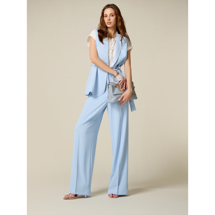 Oltre - Pantaloni palazzo in tessuto fluido - Azzurro