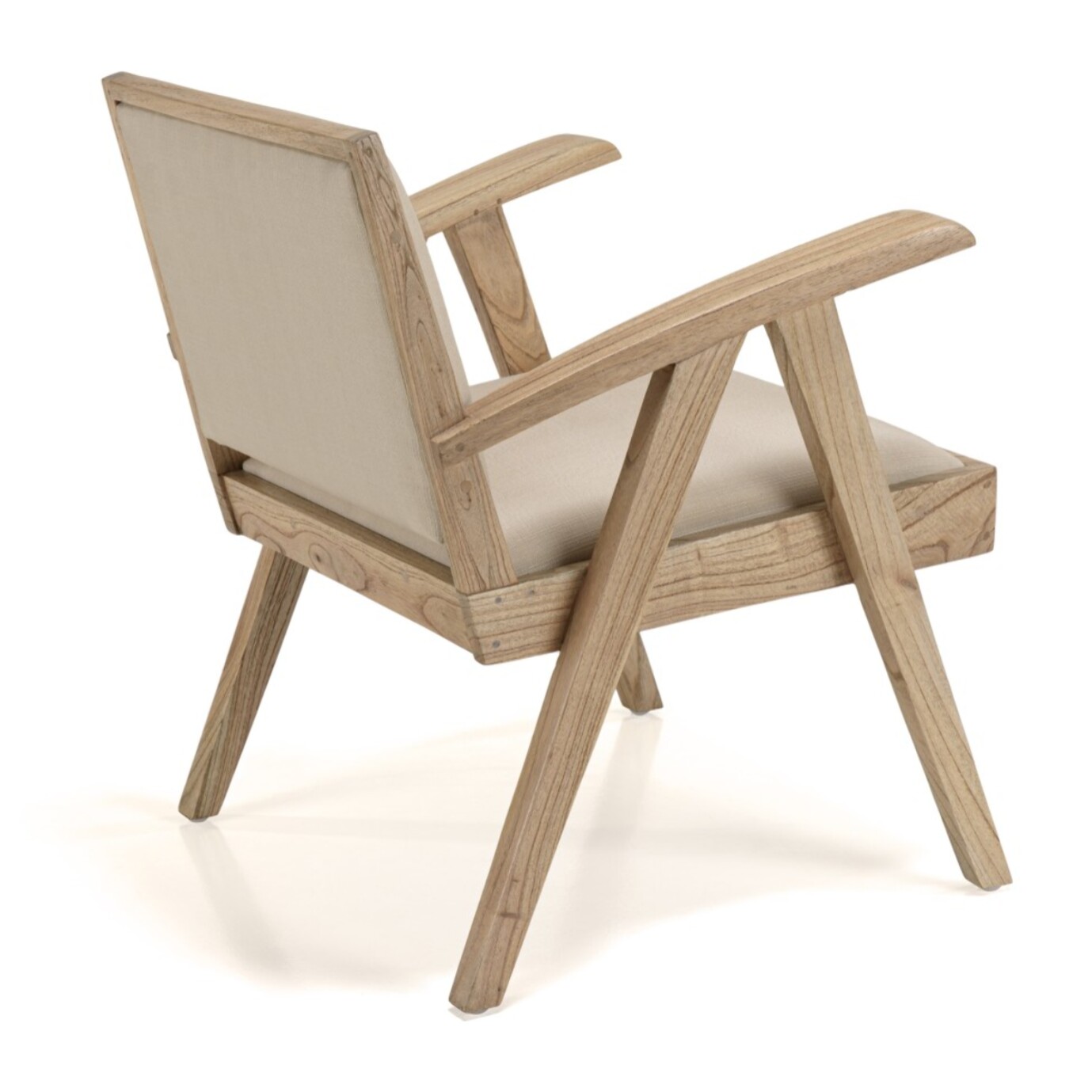 DAK - Fauteuil en Mindi, assise en tissu beige texturé