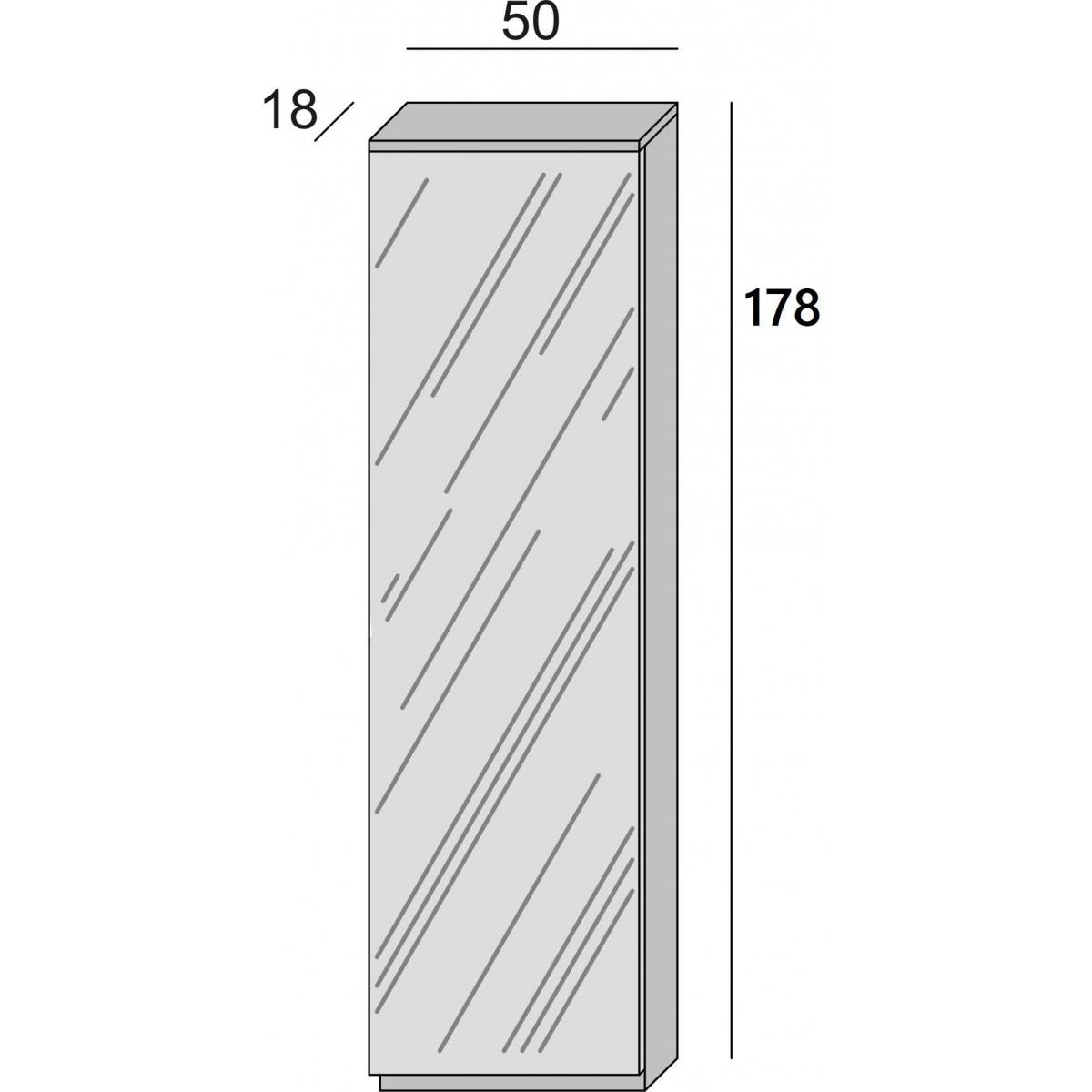 Scarpiera Ciclamino, Mobile multiuso da ingresso con anta a specchio , Armadio moderno portascarpe a 5 ripiani, 100% Made in Italy, Cm 50x18h178, Bianco