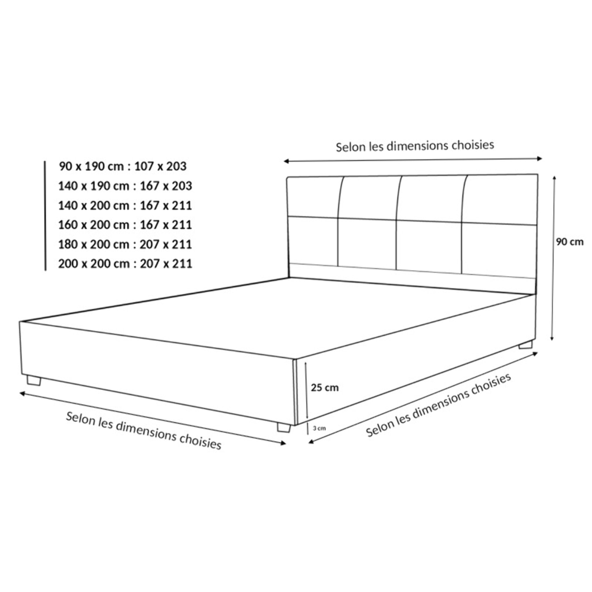 Lit coffre Macao avec tête de lit | Espace de Stockage jusqu'à 900 L | Robuste et Large Angle d’Ouverture | Simili Cuir | Blanc