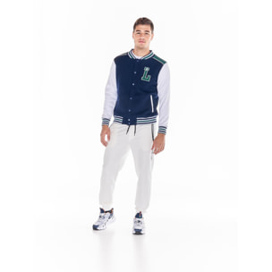 Chaqueta bomber universitaria con botones para hombre