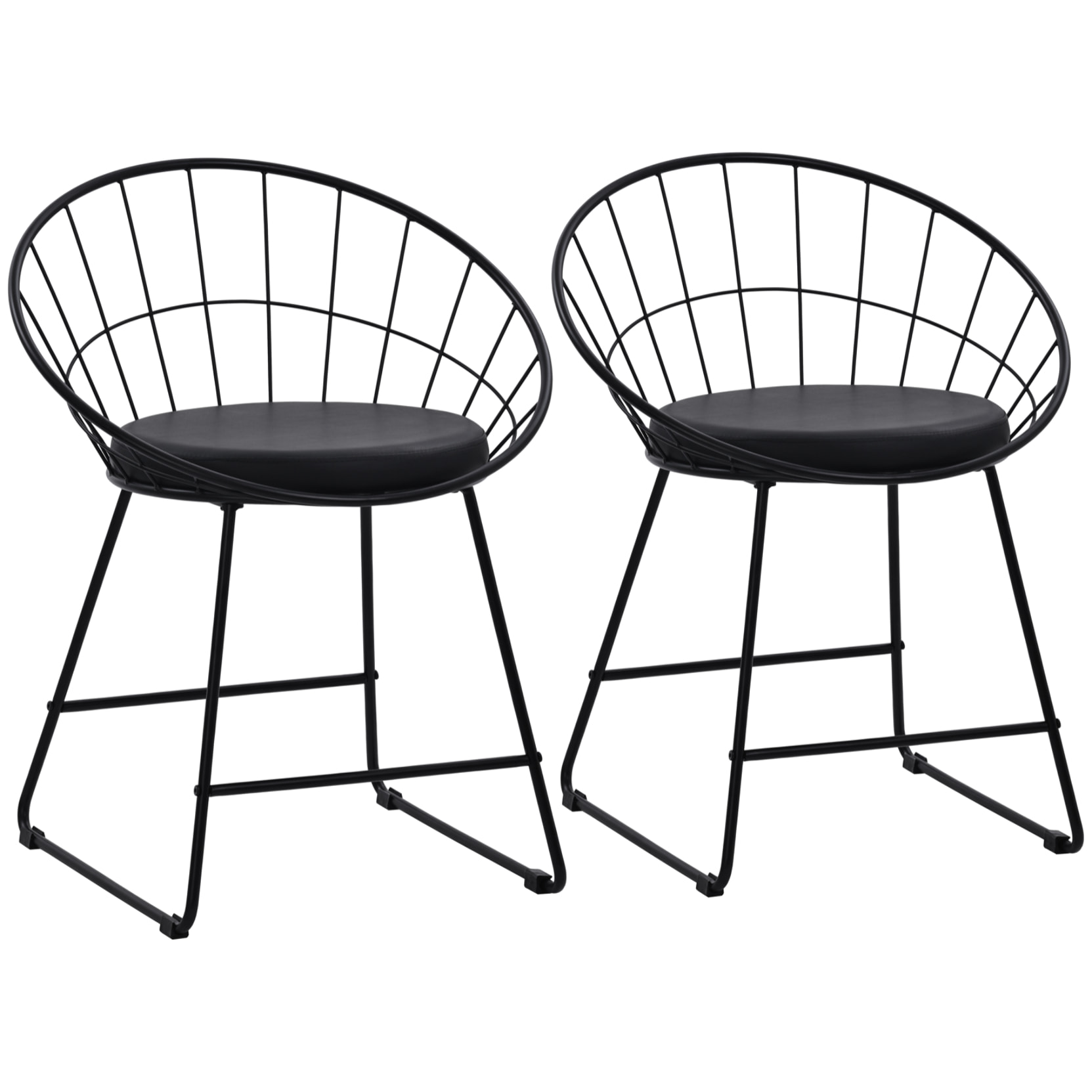 Lot de 2 chaises en métal noir et coussin noir ALEX