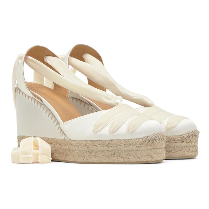 Alpargatas de cuña de mujer Cersei en raso con doble plataforma