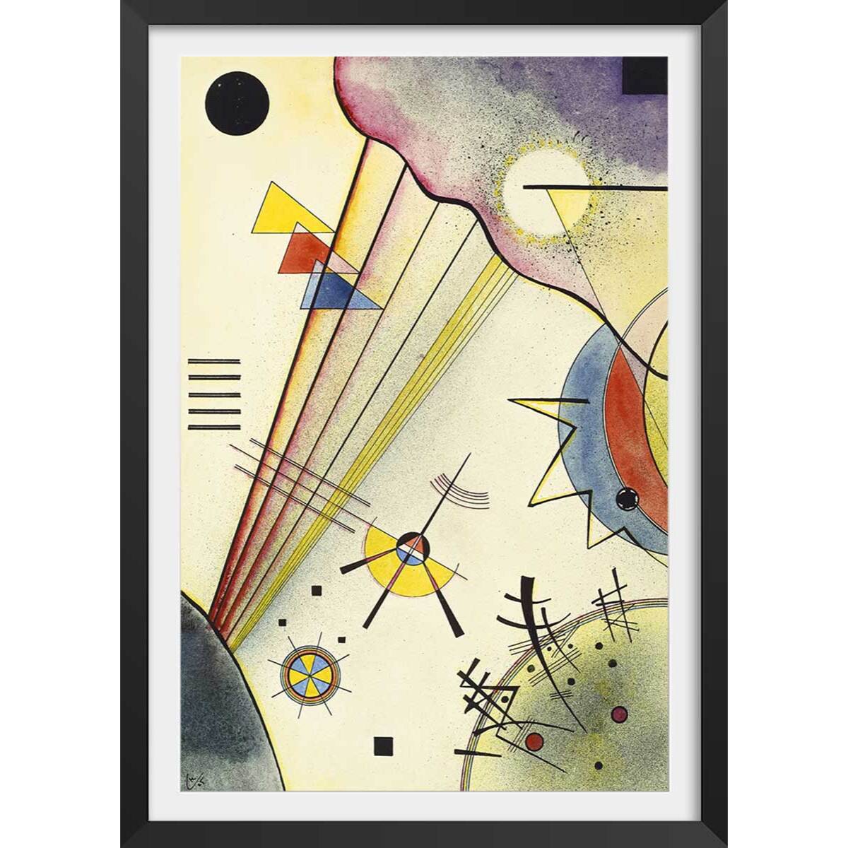 Affiche Clear Connection par Wassily Kandinsky Affiche + cadre en bois - Noir