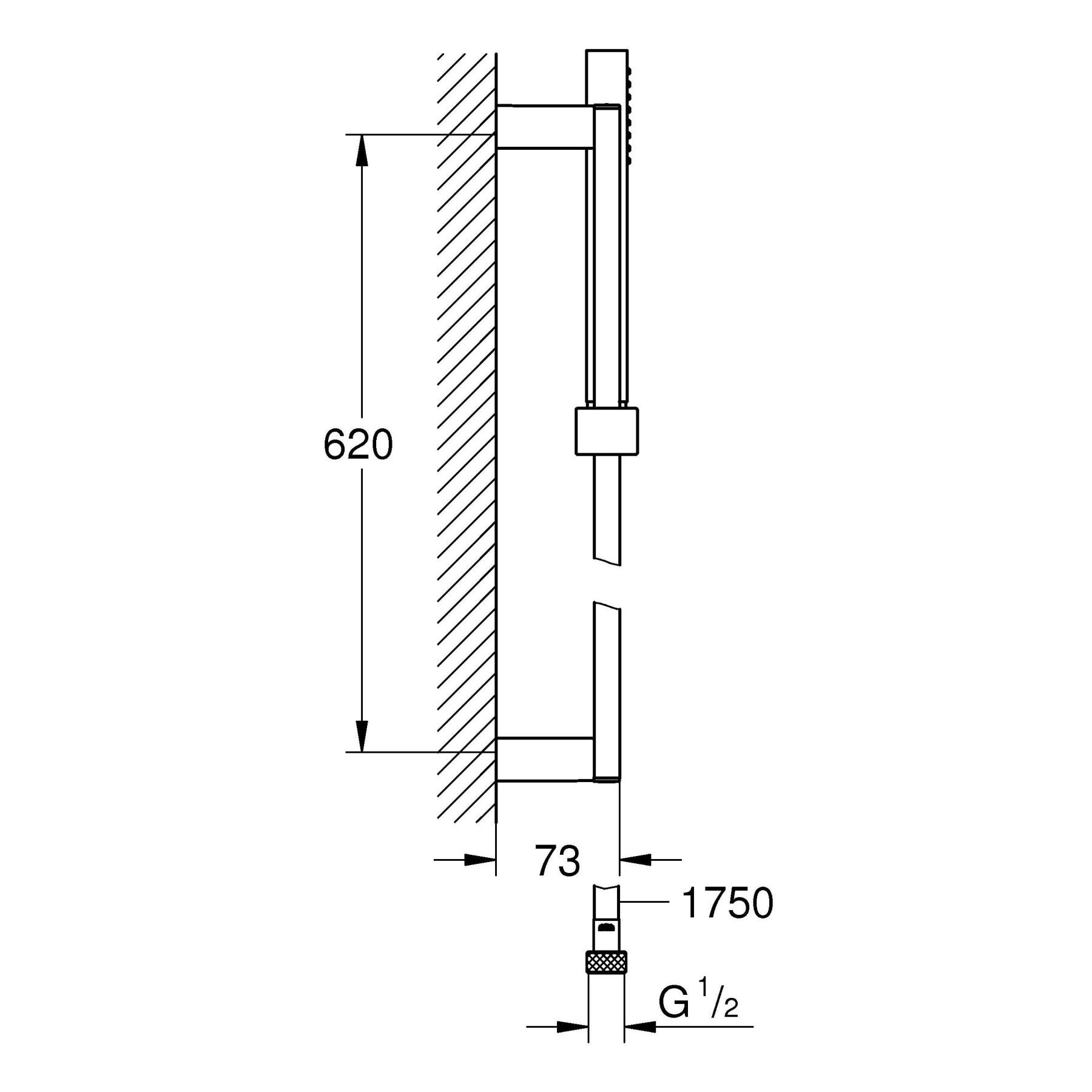 Barre de douche 60cm avec douchette Cube Stick 1 jet