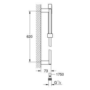 Barre de douche 60cm avec douchette Cube Stick 1 jet