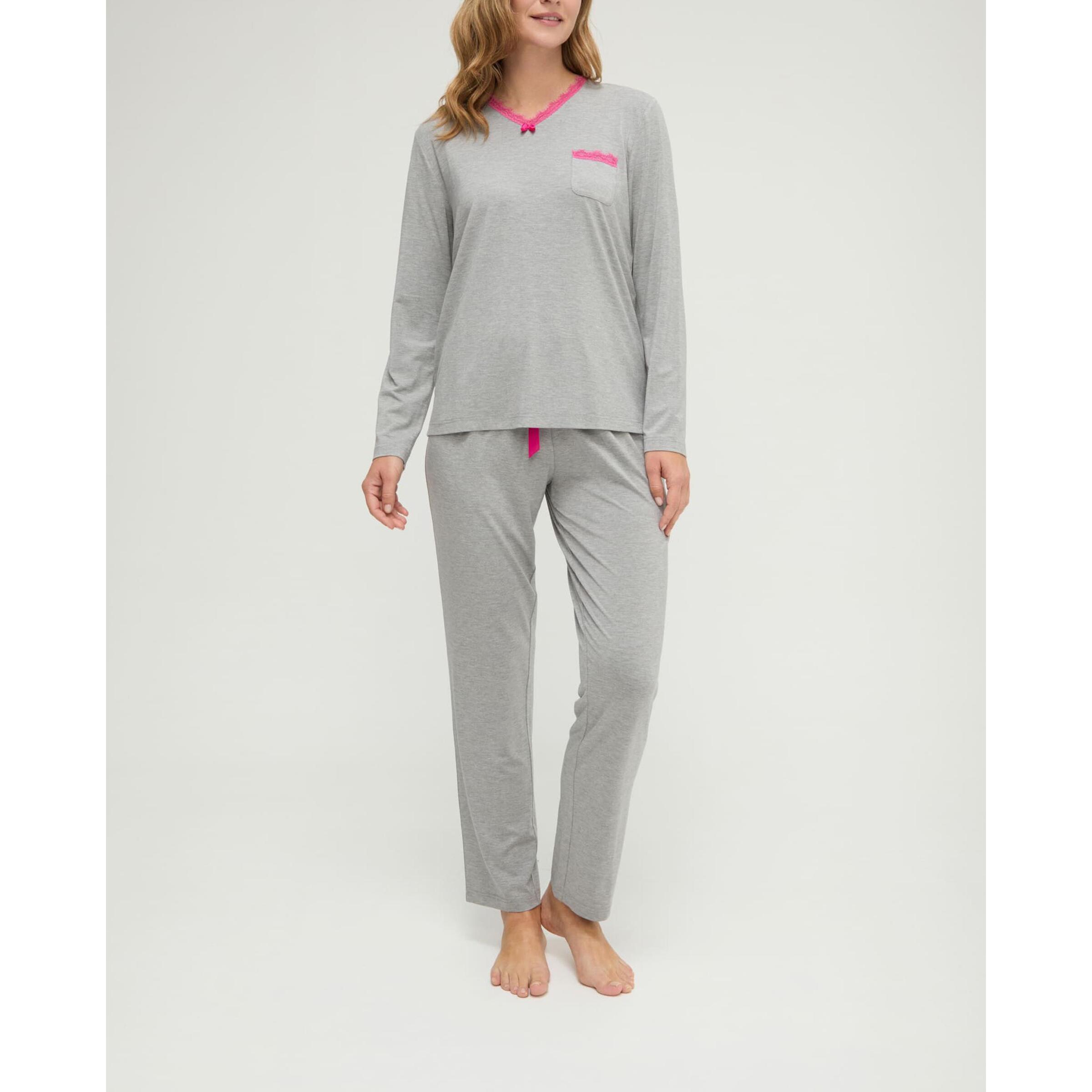 Pijama mujer vigore de escote pico con puntilla