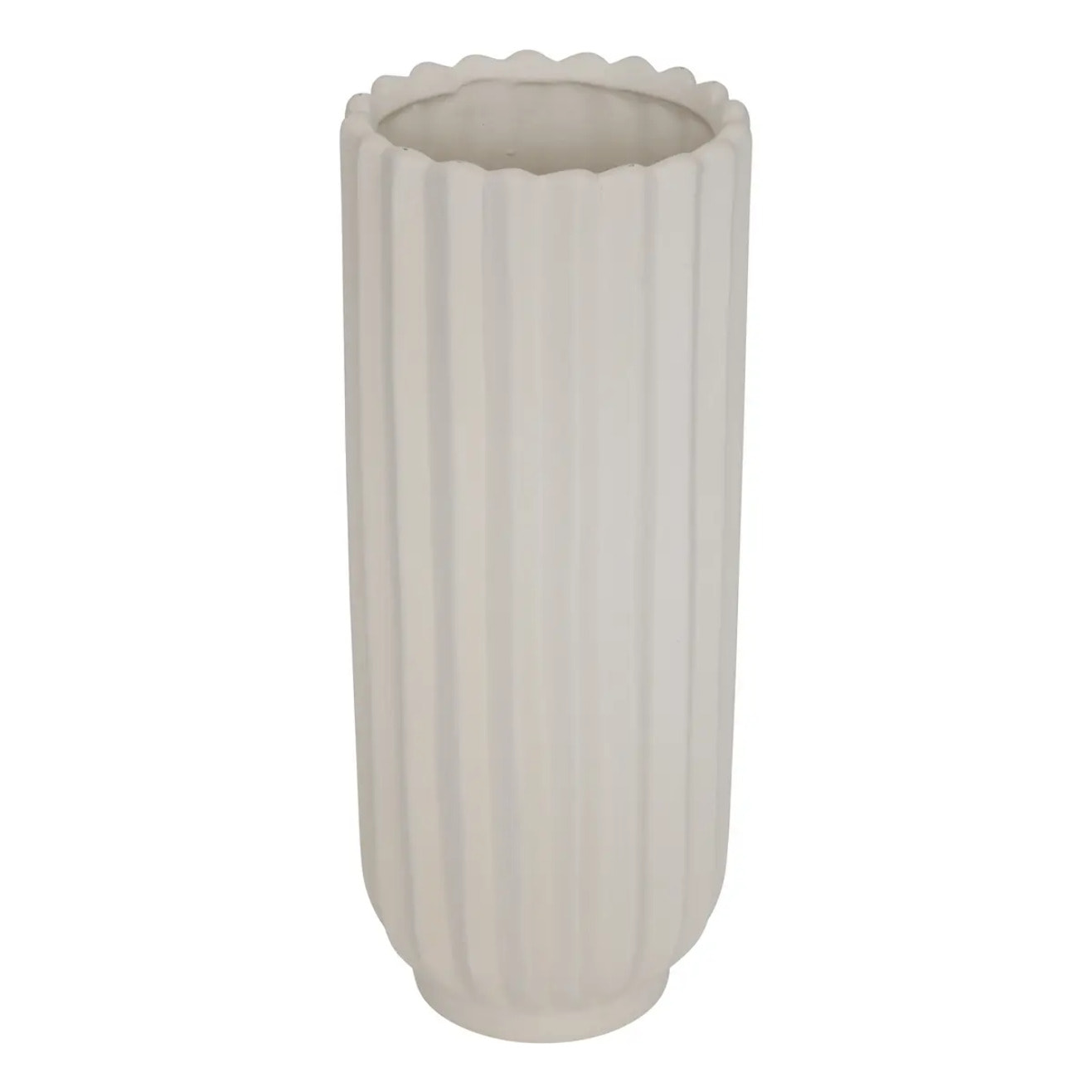 Vase Ocea Strié en Dolomite 15x15x36,5 cm Blanc