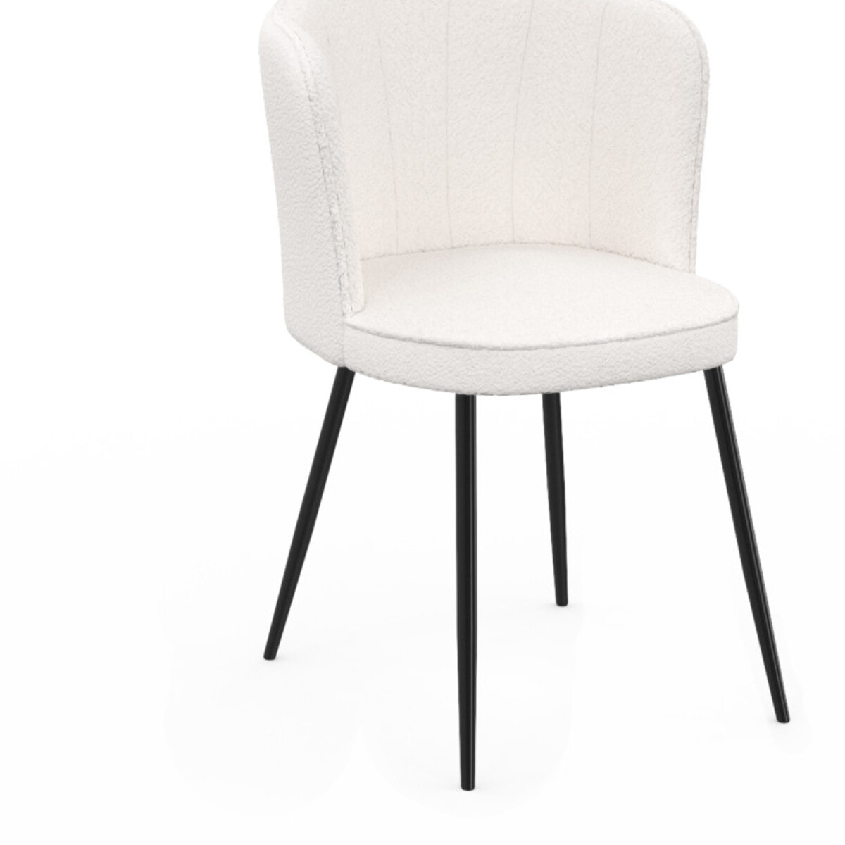 Chaises Arielle en bouclette crème et pieds noirs - lot de 2