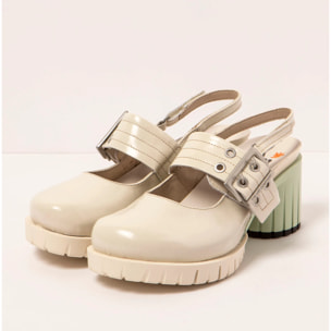 Sandalias con tacón 1922 NAPPA SHINNY CREAM/ MALIBU color Cream