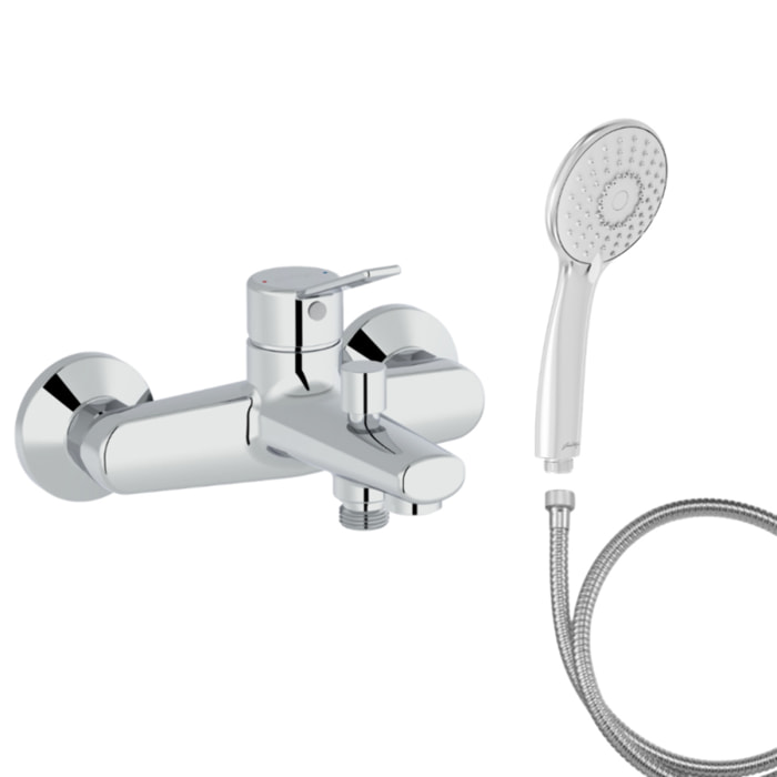 Mitigeur baignoire Eo + pommeau de douche Juliette + flexible de douche métal