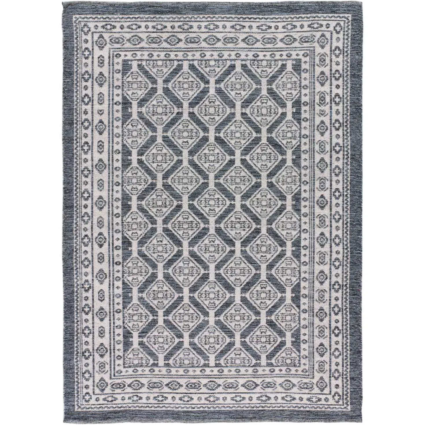 CHANDIA Alfombra kilim algodón reciclado en azul, varias medidas disponibles