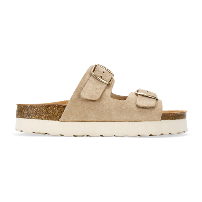 Sandalias de piel arena con hebillas