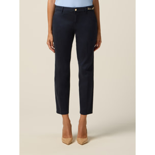 Oltre - Pantalones chinos de algodón y lyocell - Azul