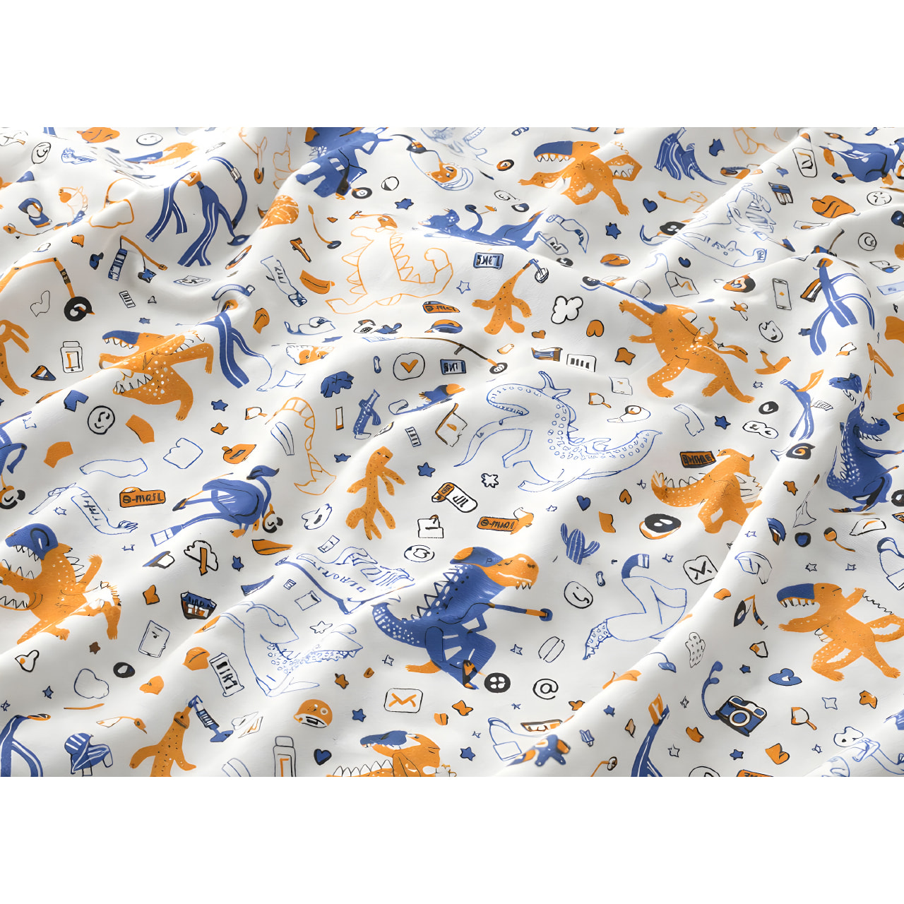 Parure Copripiumino 100% Cotone Made In Italy Fantasia Divertente Disegno Dino