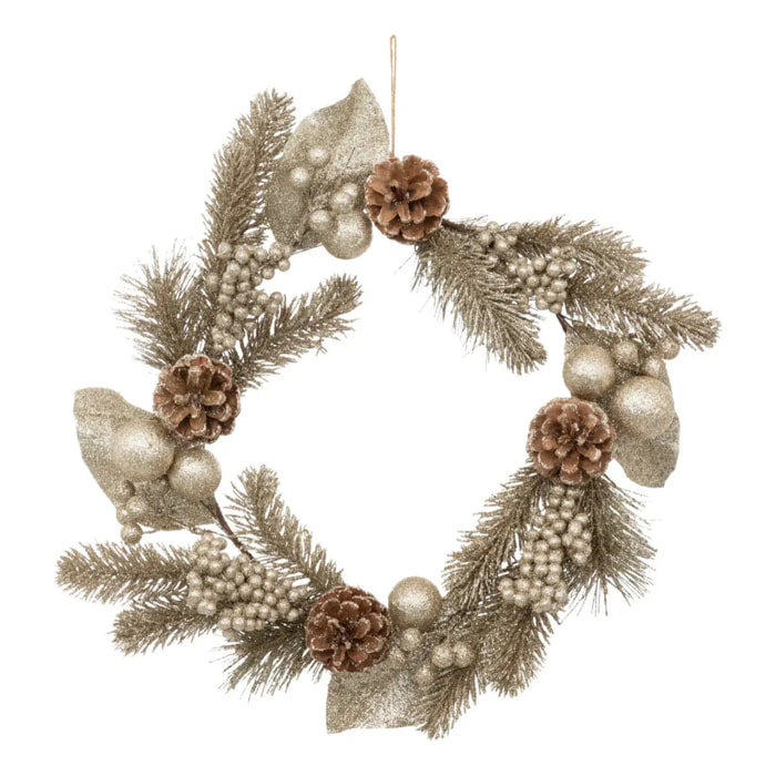 Couronne pommes de pin 40cm or