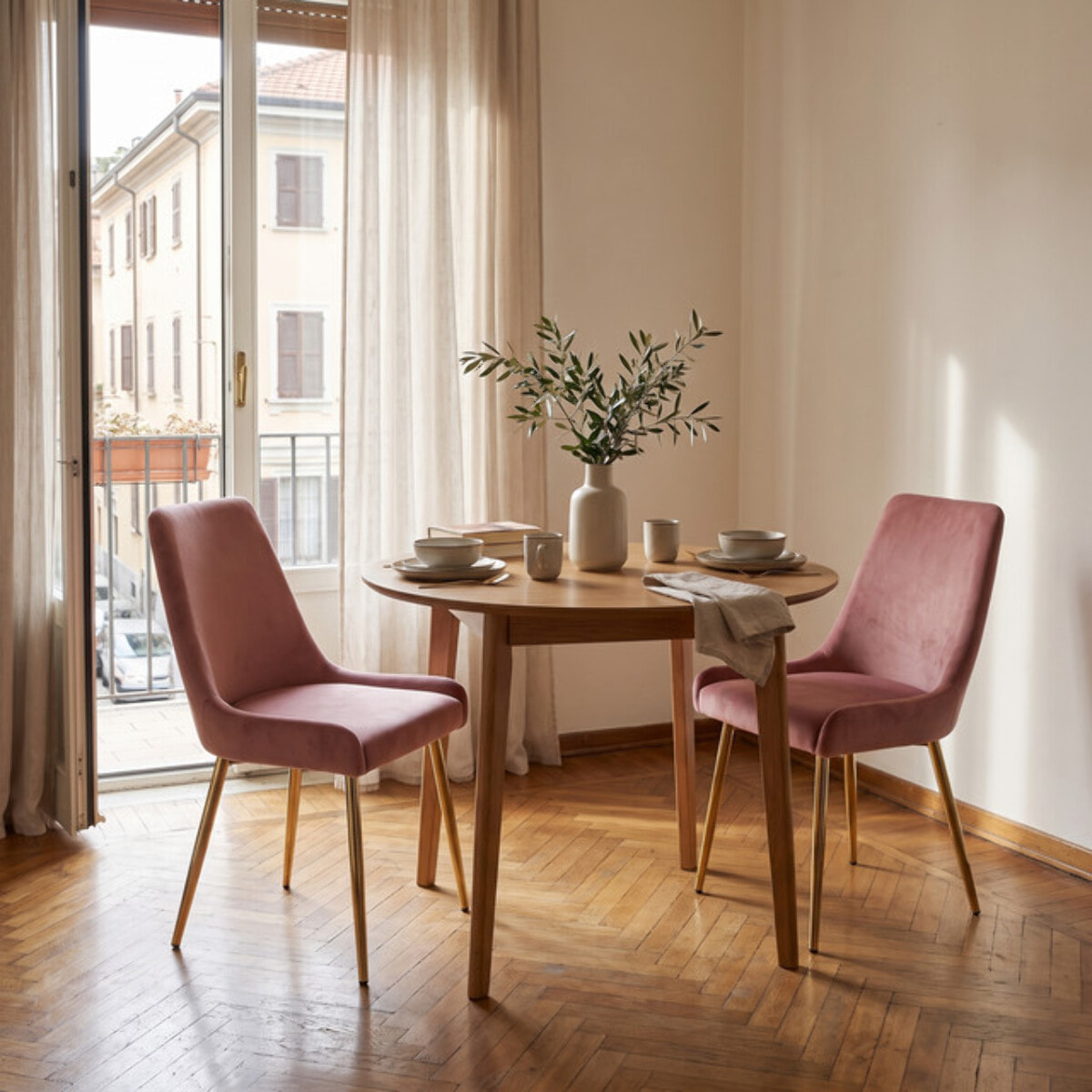 Sedia Imbottita in Effetto Velluto con Gambe Oro, Design Moderno ed Elegante per Sala da Pranzo, Cucina, Soggiorno, Studio e Ufficio