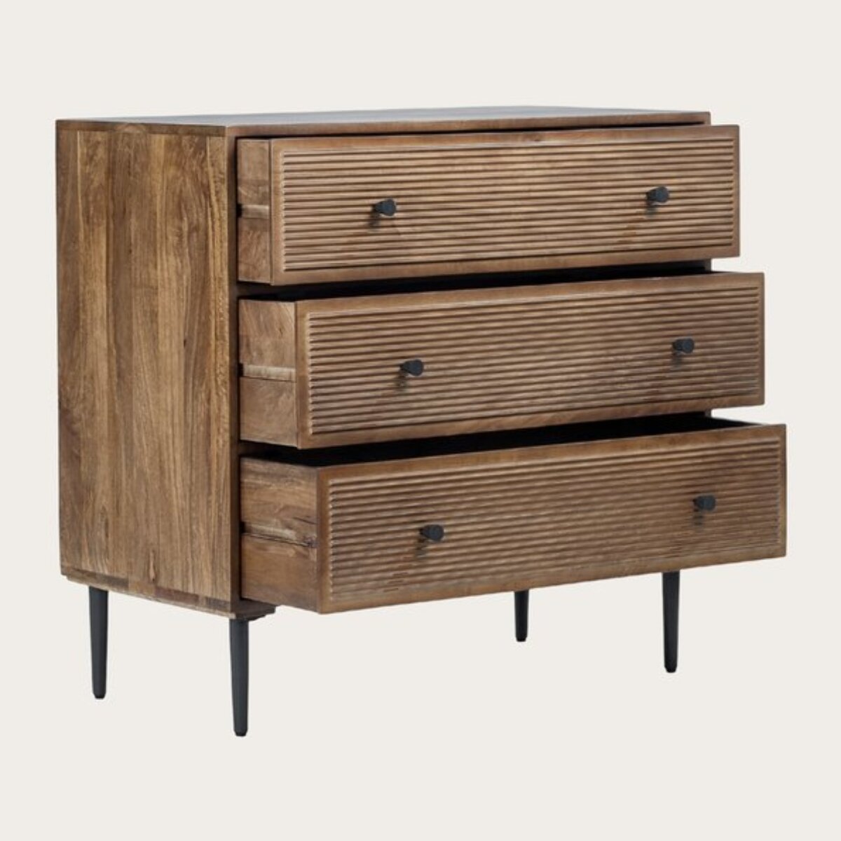 Commode Boreal -bois massif de manguier-couleur noyer 90 x 85 x 45 cm