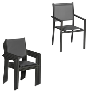 Salon de jardin extensible 10 places de 180/300cm en textilène gris - aluminium anthracite VENEZIA