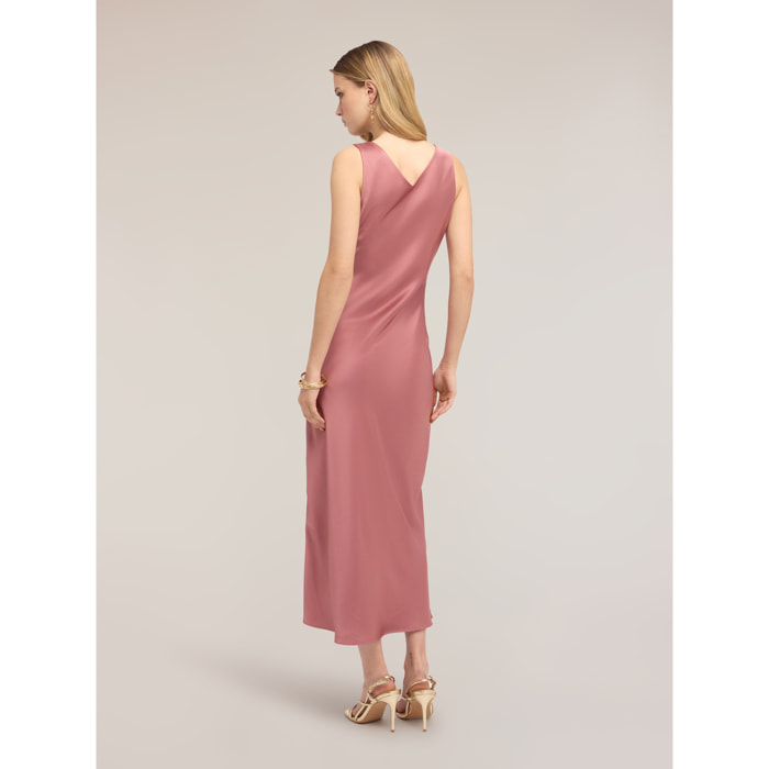 Motivi - Vestito lungo in raso con dettaglio di catenine - Rosa