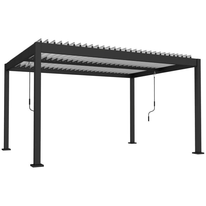 Pergola bioclimatique design bicolore blanc anthracite lames orientables manuellement