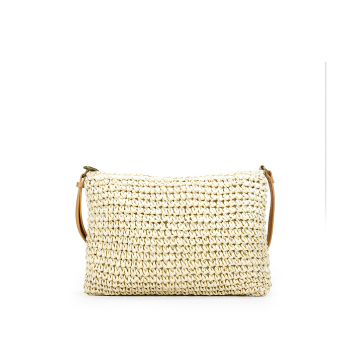 Bolso bandolera de rafia beige
